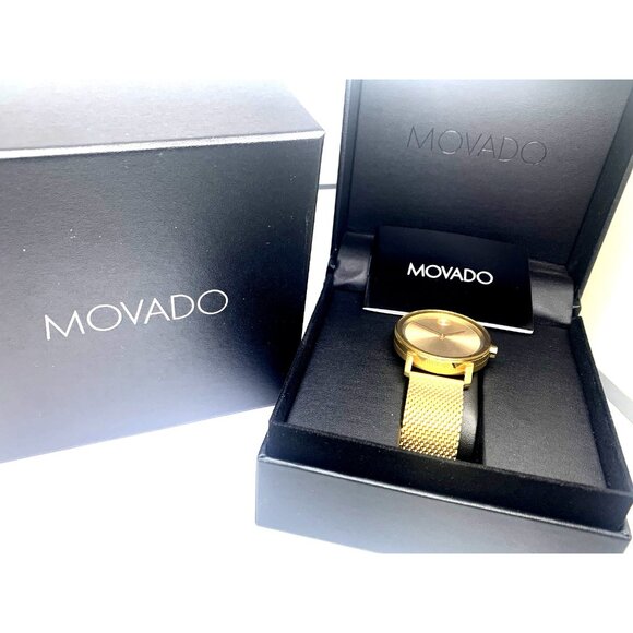Movado Men's Watch 3600560 Bold Gold Dial Swiss Quartz Steel 40mm Mesh Band - Picture 3 of 14